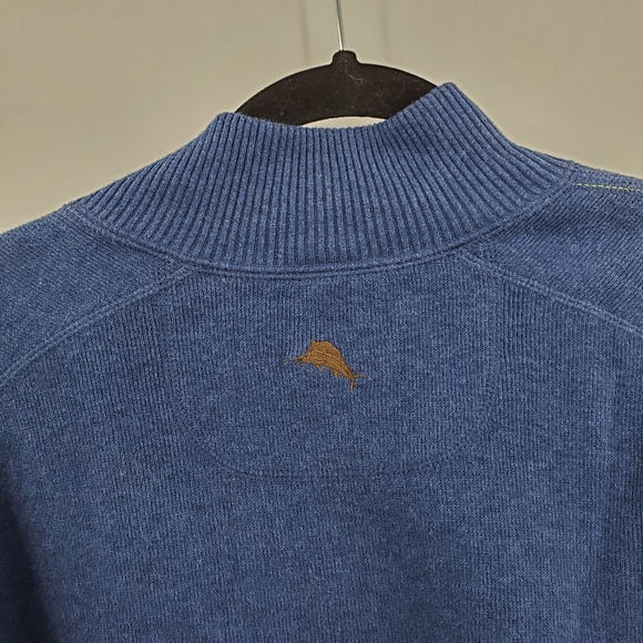 Tommy Bahama Pullover Half Zip Sweater Blue Cotton - Picture 5 of 8